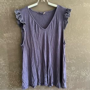 ModCloth Navy Sleeveless Top with Lace Detail 2X